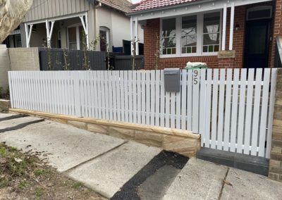Flat Top White Timber Picket Front Fence and Gate
