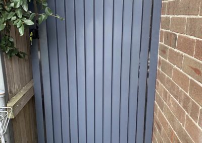 Custom Angled Vertical Slatted Powder Coated Aluminium Side Pedestrian Gate